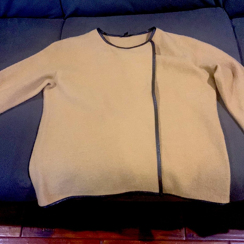 Ann Taylor wool jacket size Large. Tan colored with brown trim.